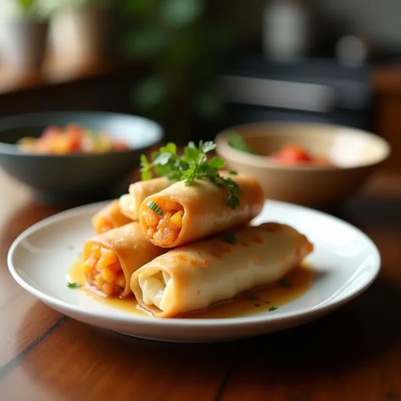 Spring Rolls Tailandeses con Salsa de Tamarindo: Aperitivo Crujiente y Fresco