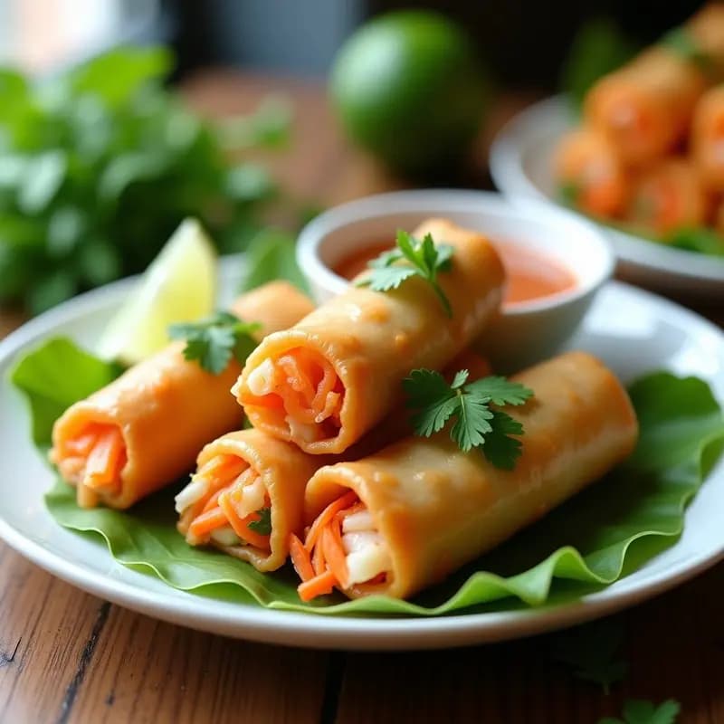 Spring Rolls de Verano con Camarón y Hierbas: Aperitivo Vietnamita Crujiente