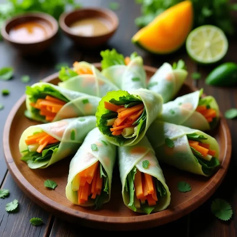 Spring Rolls Vietnamitas con Lechuga y Mango: Receta Fresca Sin Fritura
