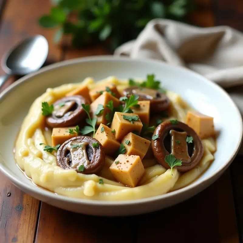 Stroganoff de Champiñones y Tofu: Receta Rusa Vegana con Crema de Anacardo