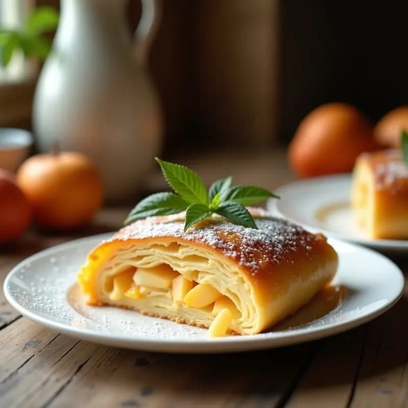Strudel de Manzana y Queso Ricotta: Postre Austríaco Sin Azúcar con Stevia