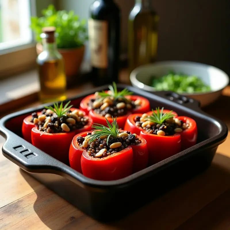 Stuffed Peppers con Arroz Salvaje y champiñones Shiitake: Receta Griega en Horno