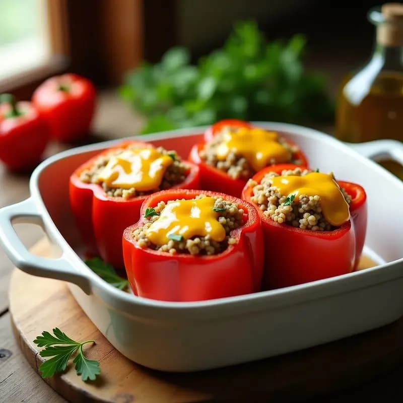 Stuffed Peppers Rellenos de Quinoa y Carne de Pavo: Receta Americana Alta en Proteína