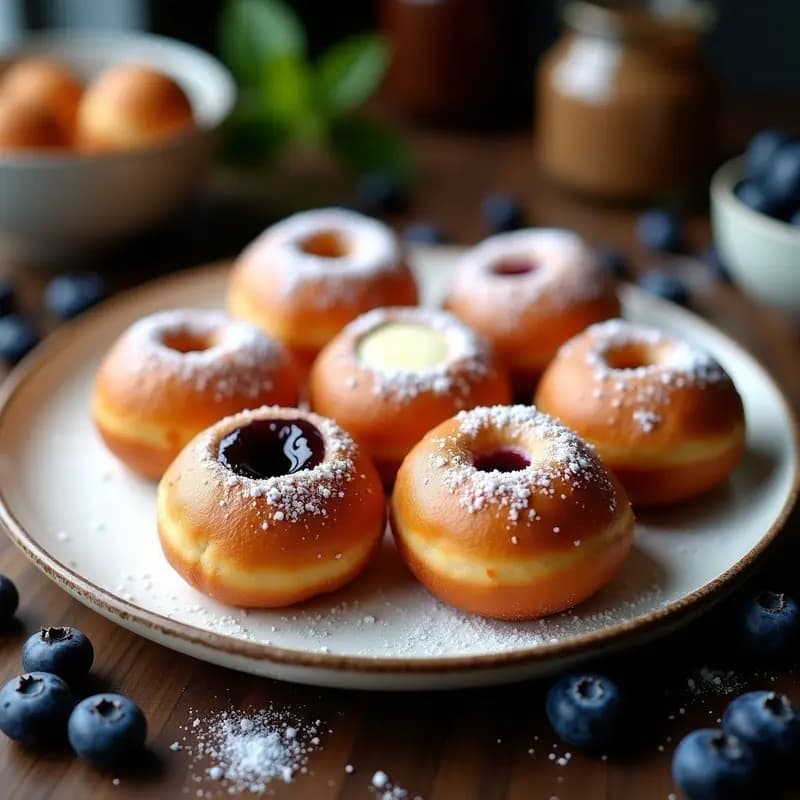 Sufganiyot de Queso Crema y Arándanos: Postre Israelí Sin Gluten y Relleno Sorpresa