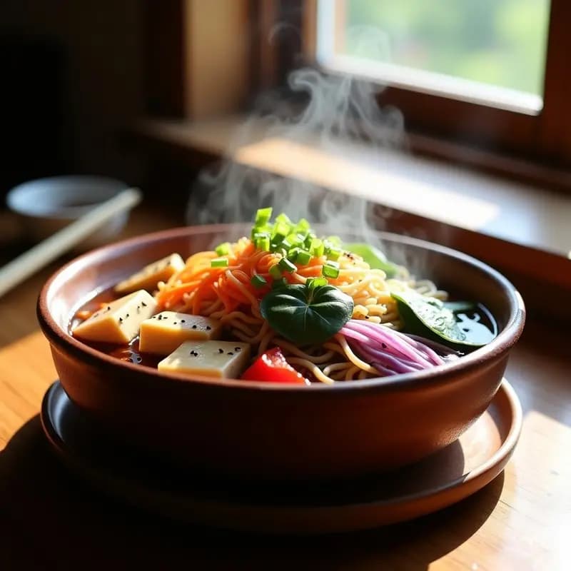 Sukiyaki Japonés con Tofu y Verduras: Fondo de Soba en Estilo Caliente