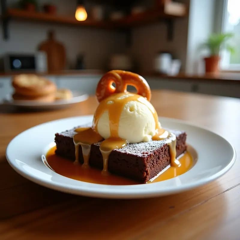 Sundae de Brownie, Helado, Salsa de Caramelo y Trozos de Pretzel: El Postre Más Instagramable