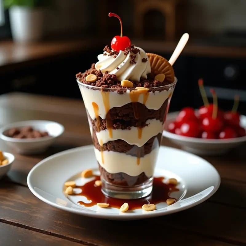 Sundae Gigante con Helado de Vainilla, Brownies, Galletas, Sirope y Cerezas: El Postre que Cumple Todos tus Sueños
