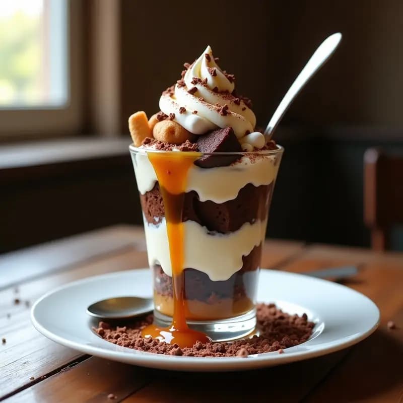 Sundae Monstruoso: Helado, Brownies, Galletas, Caramelo y Nubes de Azúcar