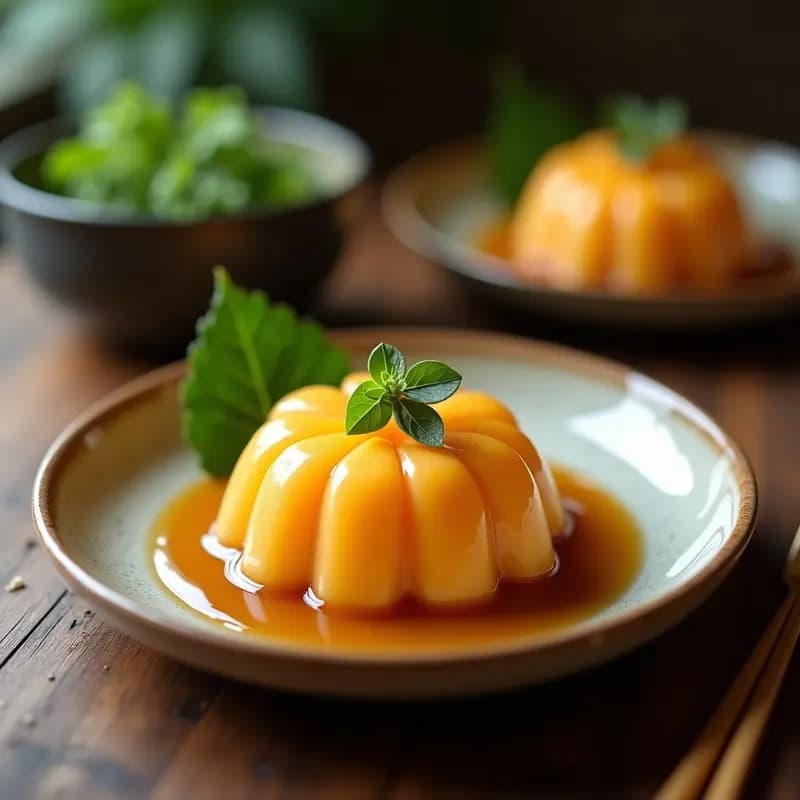 Sura Sangkaya de Calabaza Japonesa y Coco: Postre Tailandés en Vapor con Hojas de Pandan