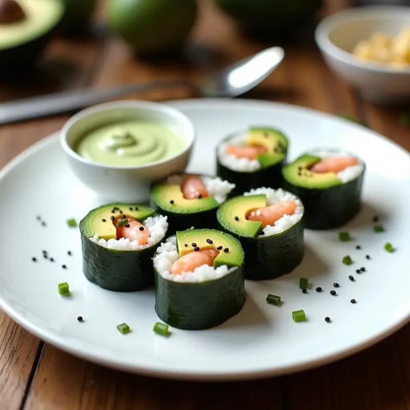 Sushi de Aguacate y Gambas con Mayonesa de Wasabi: Receta Japonesa Keto Sin Arroz