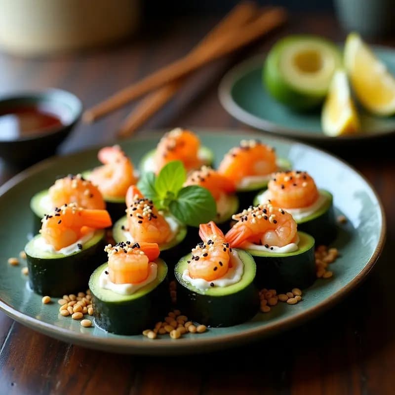 Sushi de Aguacate y Langostinos al Horno: Receta Japonesa Keto con Crujiente de Sésamo
