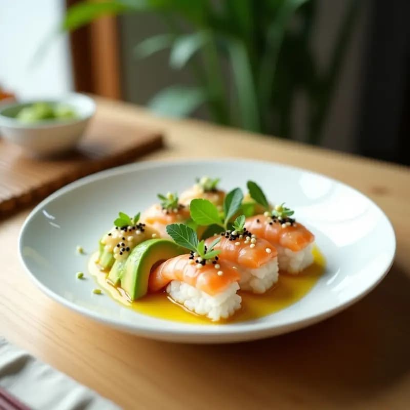 Sushi de Aguacate y Langostinos con Vinagreta de Yuzu: Receta Japonesa Fresca y Ligera