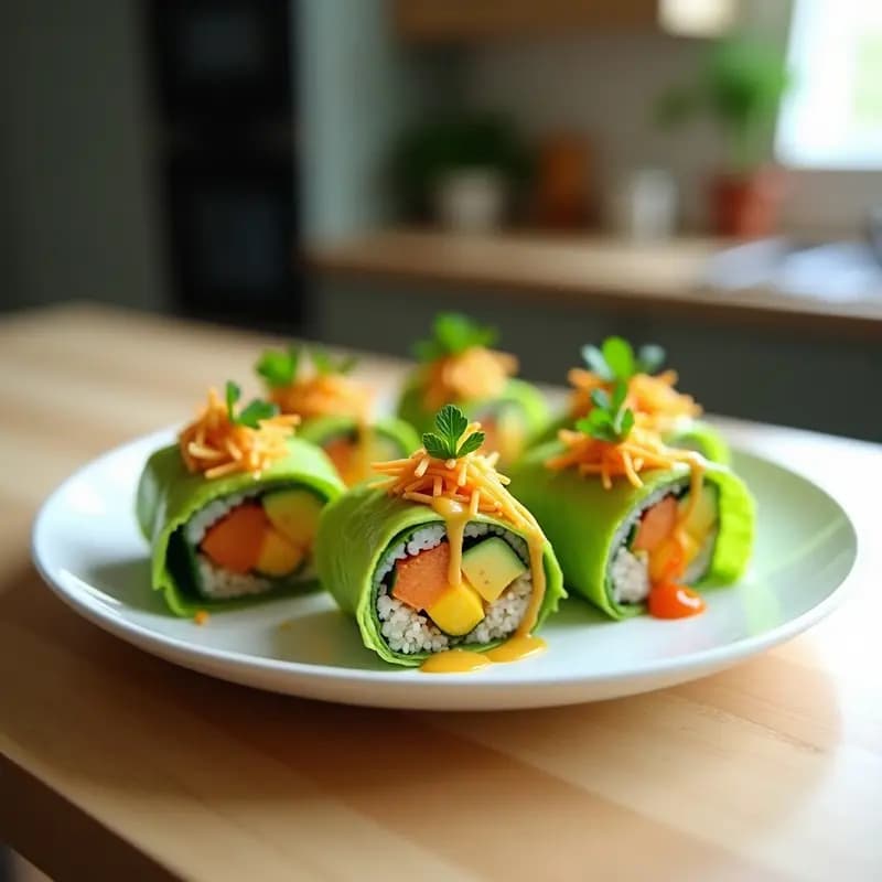 Sushi de Aguacate y Mango con Vinagreta de Sésamo: Rollos Veganos Frescos en 20 Minutos