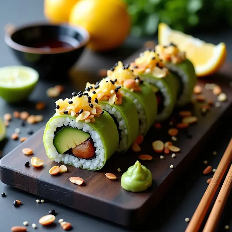 Sushi de Aguacate y Pepino con Cáscara de Limón: Roll Vegano y Crujiente
