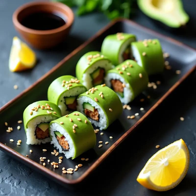 Sushi de Aguacate y Pepino: Receta Japonesa Vegana Enrollada a Mano