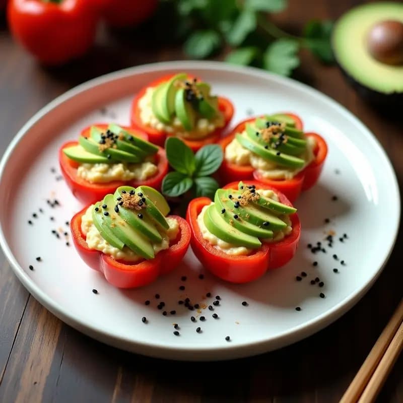 Sushi de Aguacate y Pimiento Relleno de Hummus: Receta Japonesa Sin Pescado y Keto