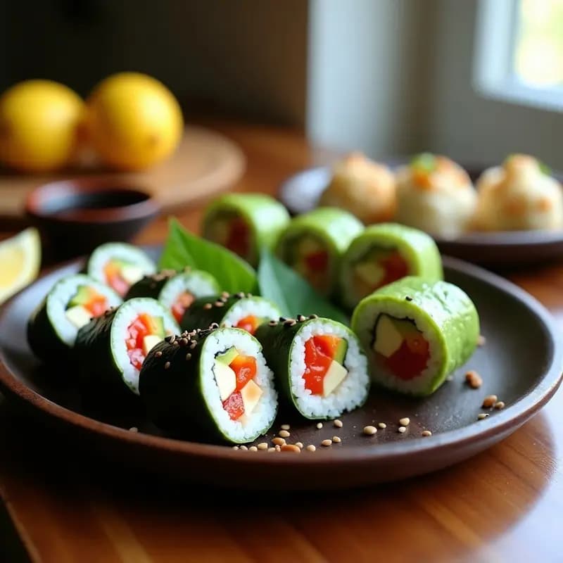 Sushi de Aguacate y Pimiento Asado: Rollos Japoneses Keto Sin Arroz en 20 Minutos