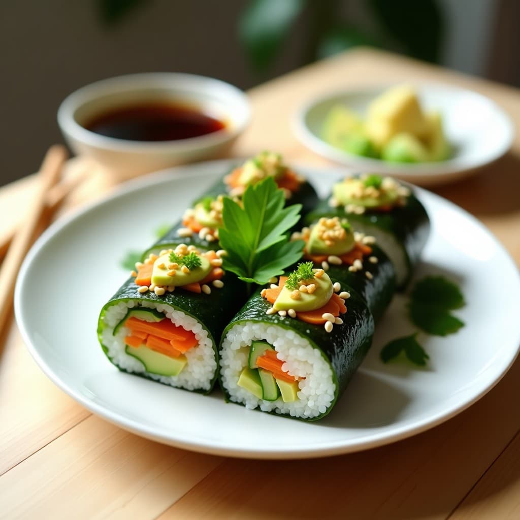 Sushi de Aguacate y Queso de Anacardos con Alga Nori: Receta Crudivegana Sin Arroz en 15 Minutos