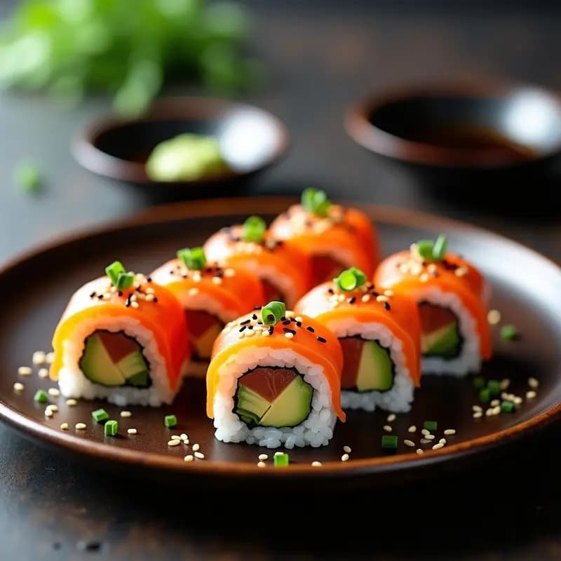 Sushi de Aguacate y Salmón Ahumado: Rollito Japonés en Casa con Film Transparente