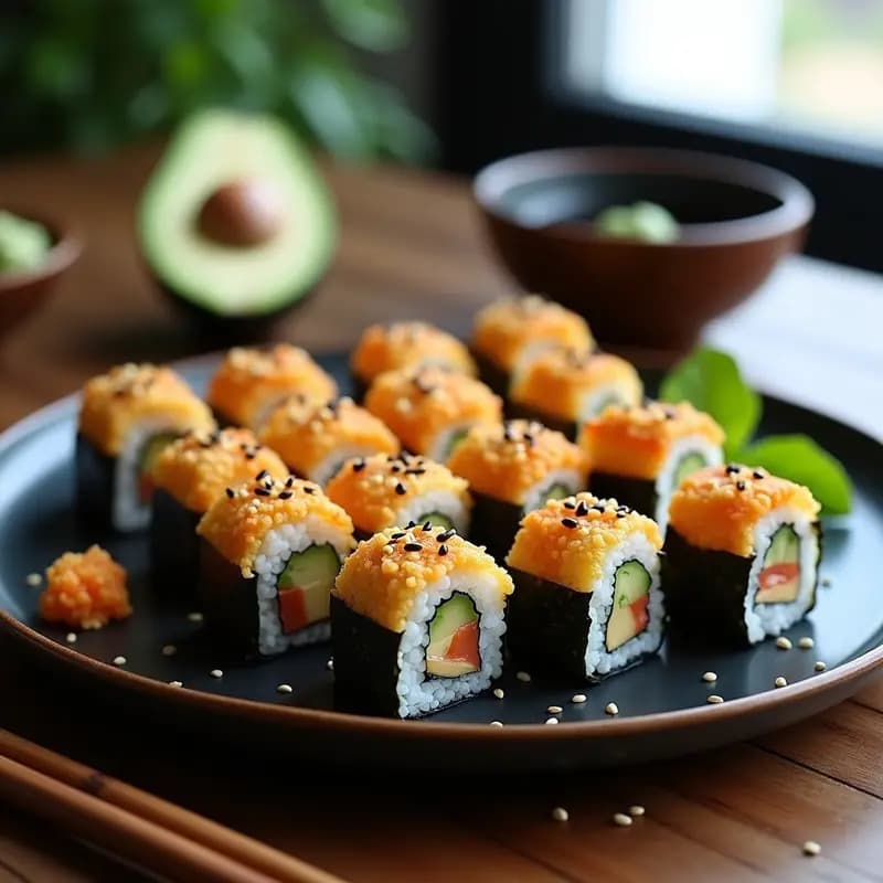 Sushi de Aguacate y Salmón Ahumado con Wasabi: Receta Japonesa Rápida en Airfryer