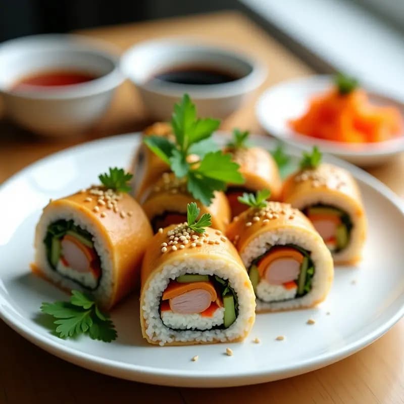 Sushi Banh Mi Fusion: Rollos Japoneses con Ingredientes Vietnamitas de Cerdo y Encurtidos en 30 Minutos