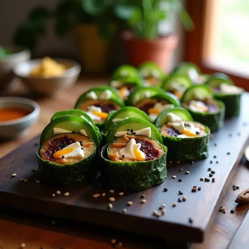 Sushi de Berenjena Ahumada y Queso de Cabra: Receta Japonesa Sin Arroz y Baja en Calorías