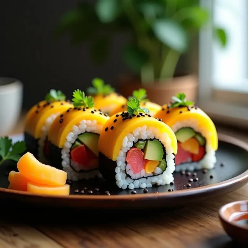 Sushi Bowie de Mango y Aguacate: Roll Vegano y Colorido Sin Pescado