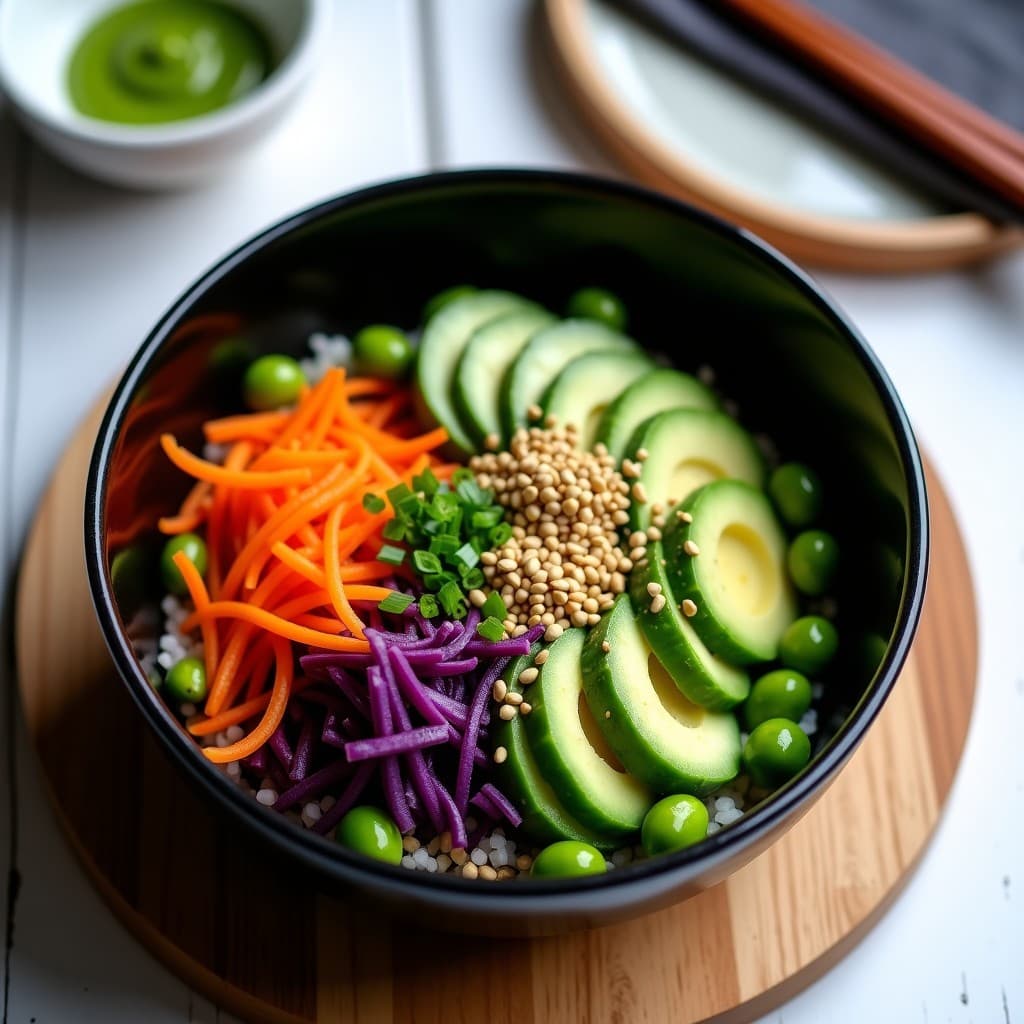Sushi Bowl de Aguacate, Edamame y Semillas de Cáñamo: Receta Japonesa Crudivegana en 10 Minutos