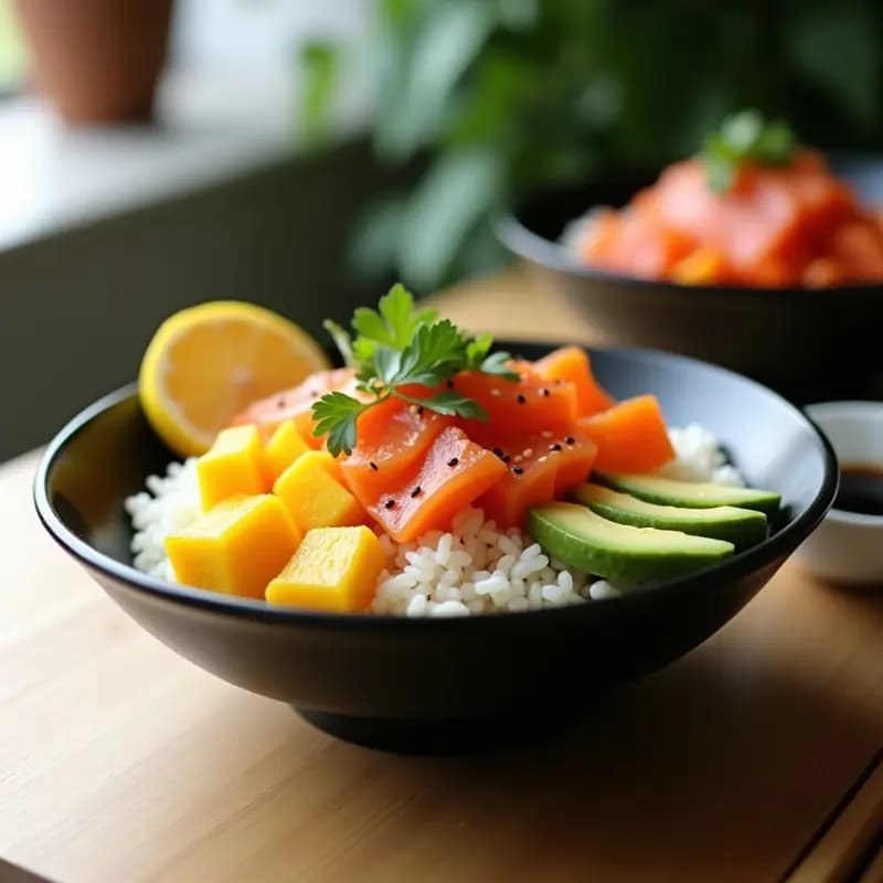 Sushi Bowl de Aguacate, Mango y Salmón: Receta Japonesa Fresca y Nutritiva