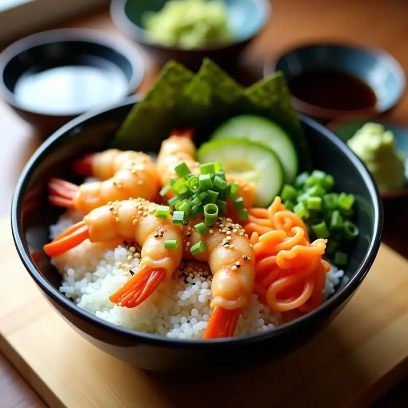 Sushi Bowl de Aguacate y Tempura de Camarones: Receta Japonesa Rápida y Saciante