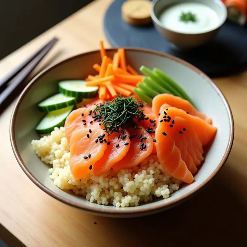 Sushi Bowl de Cauliflower Rice y Salmón Ahumado: Receta Japonesa Sin Arroz