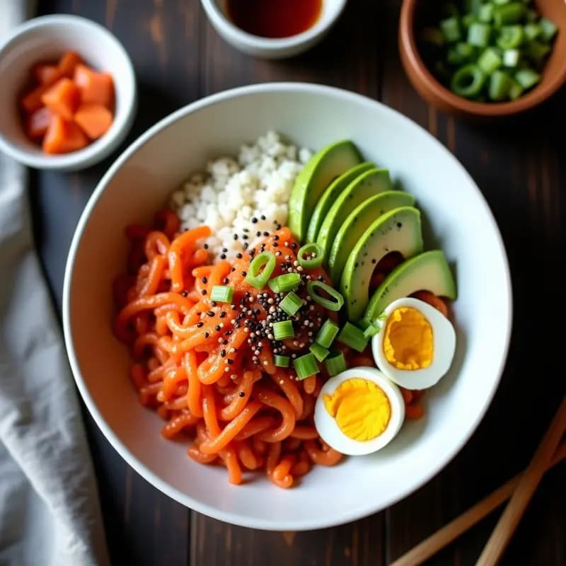 Sushi Bowl Coreano con Kimchi y Aguacate: Receta Fusion en 20 Minutos Sin Algas