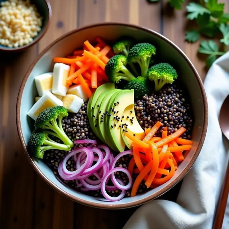 Sushi Bowl de Quercetina con Arroz Salvaje y Vegetales Fermentados: Receta Antioxidante