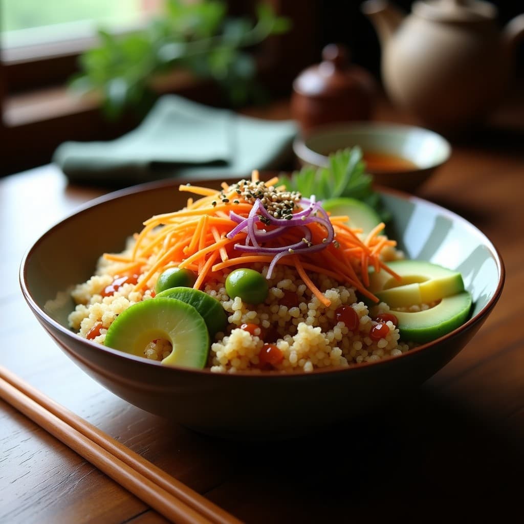 Sushi Bowl de Quinoa con Edamame y Salsa Teriyaki: Receta Japonesa en Airfryer