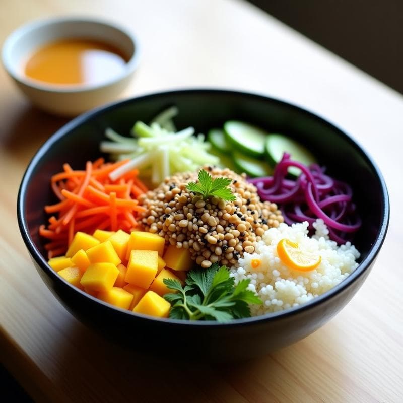 Sushi Bowl de Quinoa y Mango: Receta Vegana Sin Gluten con Toque Tailandés