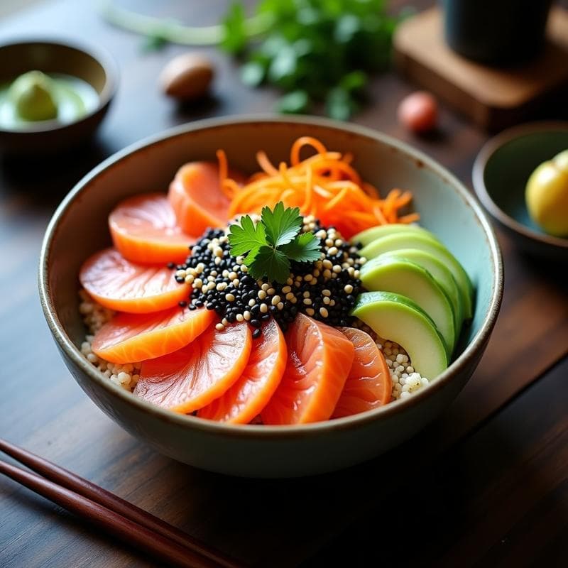 Sushi Bowl de Quinoa y Salmón Ahumado: Receta Sin Arroz y Alta en Omega-3 en 20 Minutos