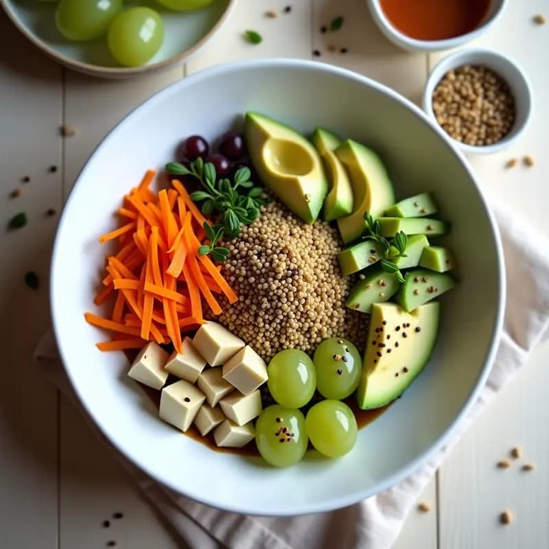 Sushi Bowl de Quinoa y Uvas con Salsa de Wasabi y Miel: Receta Fusion Japón-Perú en 10 Minutos