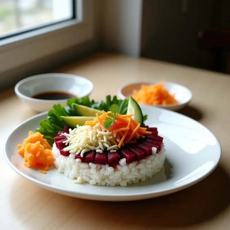 Sushi Bowl de Remolacha y Queso de Cabra: Receta Vegana con Truco Visual en Capas