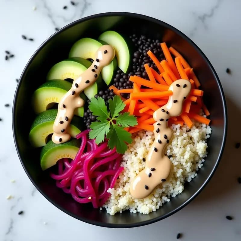Sushi Bowl de Remolacha y Quinoa: Receta Crudivegana con Aderezo de Tahini y Limón