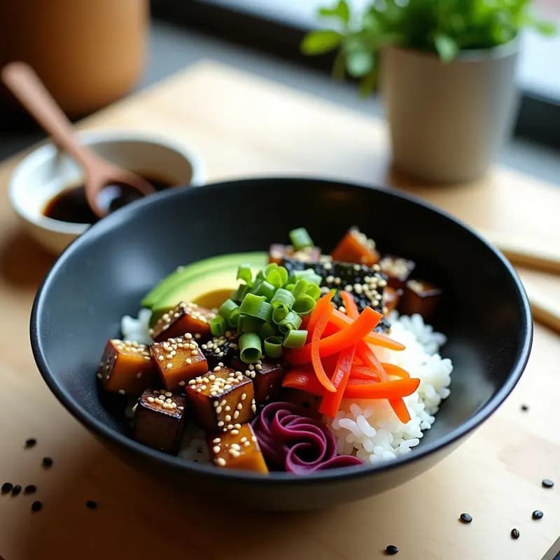 Sushi Bowl de Remolacha y Zindiccho: Receta Japonesa Vegana con Aderezo de Sésamo