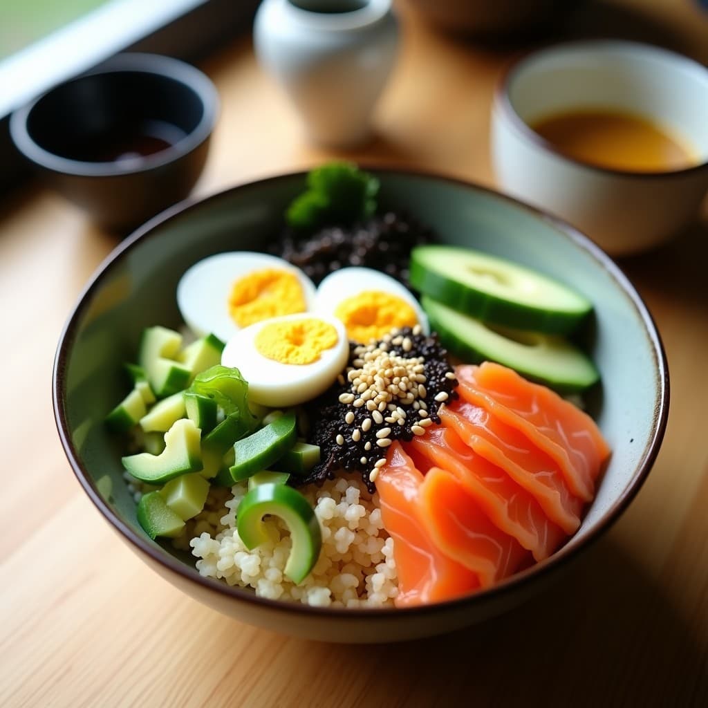 Sushi Bowl de Salmón Ahumado y Aguacate con Aderezo de Sésamo: Receta sobre Keto en 15 Minutos