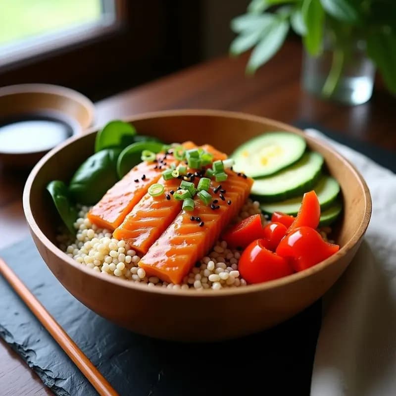 Sushi Bowl de Salmón Teriyaki: Receta Japonesa Rápida y Alta en Omega-3