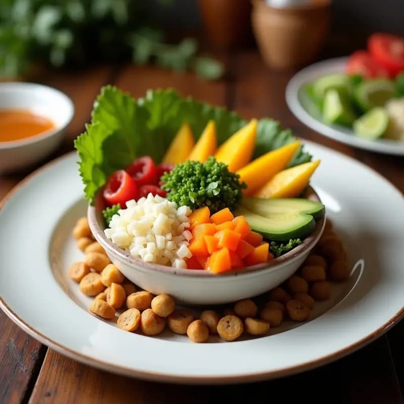Sushi Bowl Deconstructed con Aguacate y Mango: Receta Japonesa Sin Arroz para Tupper