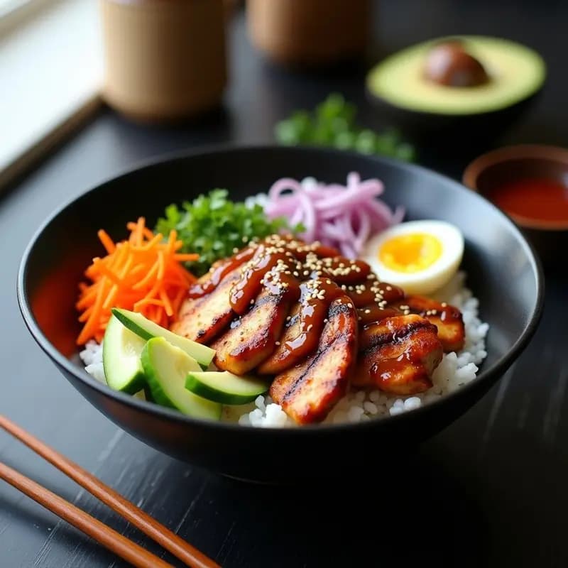 Sushi Bowl de Teriyaki de Pollo: Receta Japonesa en 20 Minutos con Toque Dulce-Salado