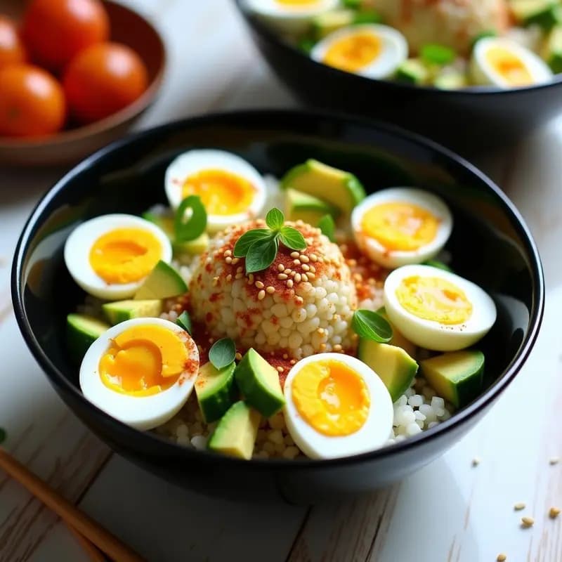 Sushi Bowls de Coliflor con Aguacate y Huevo de Codorniz: Receta Low-Carb y Viral en 20 Minutos