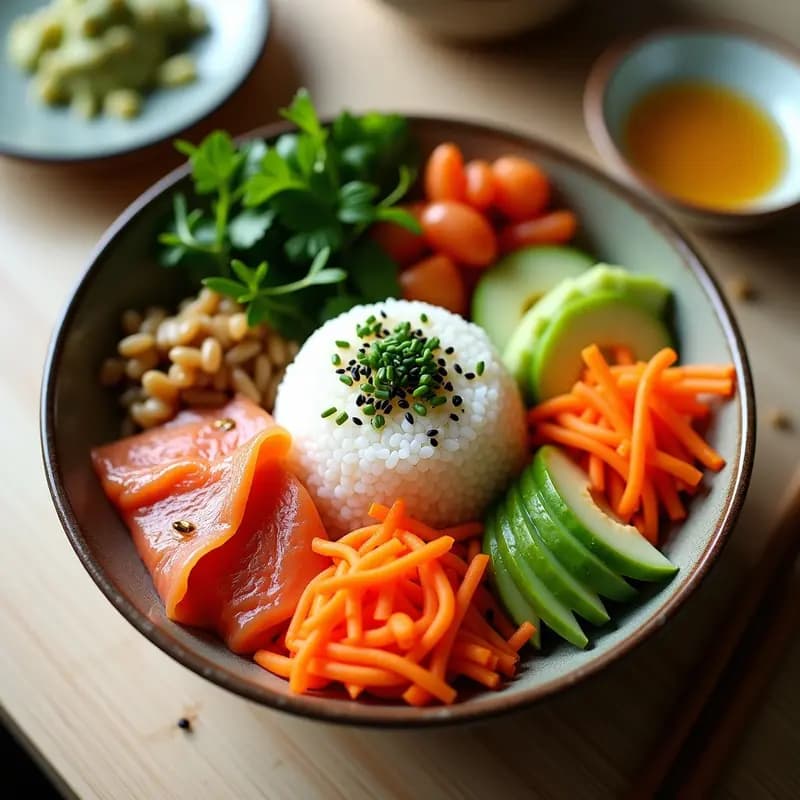 Sushi Bowls con Salmón Ahumado y Aguacate: Receta Japonesa Saludable sin Algodón