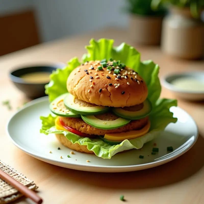 Sushi Burger de Aguacate y Mango: Hamburguesa Japonesa Sin Arroz ni Pescado