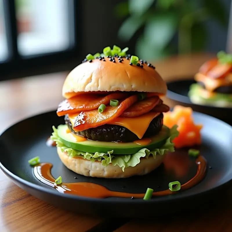 Sushi Burger de Anguila Ahumada: Receta Japonesa Fusión con Wasabi y Aguacate