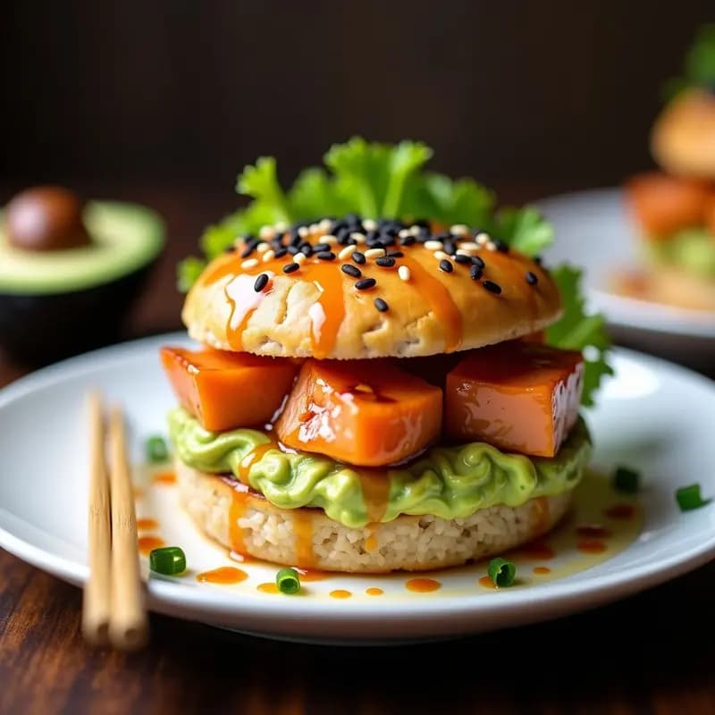 Sushi Burger de Salmón y Aguacate: Receta Fusión Japonesa en Casa sin Dificultad