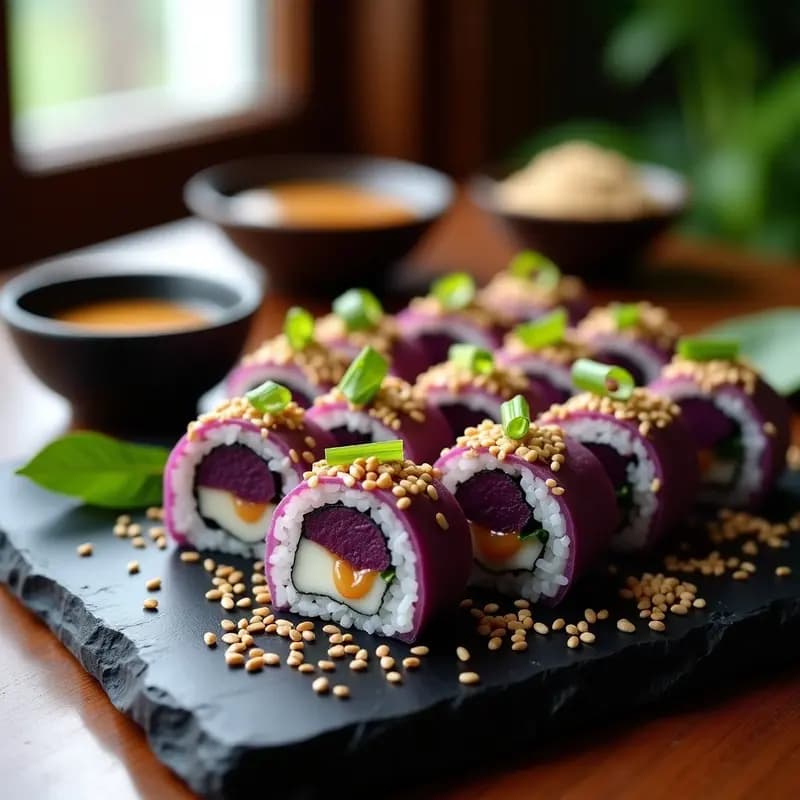 Sushi Burkina de Batata y Cacahuete: Receta Africana Vegana con Toque Japonés